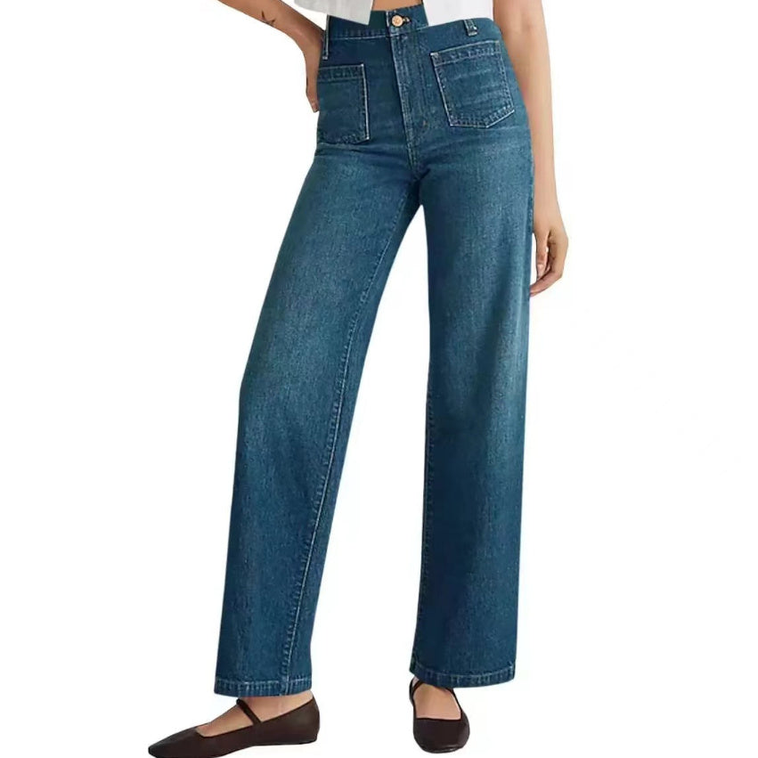 Wide-leg jeans with square pocket