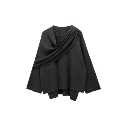 Casual and loose knit cape coat