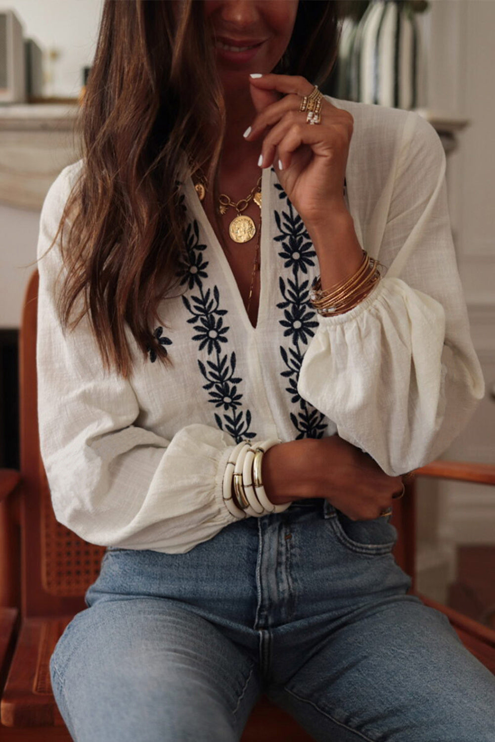 V-neck blouse