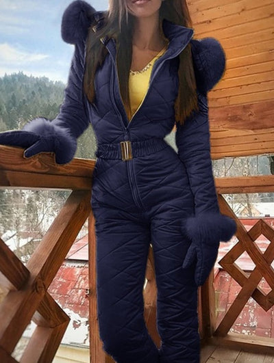 Hooded ski suit