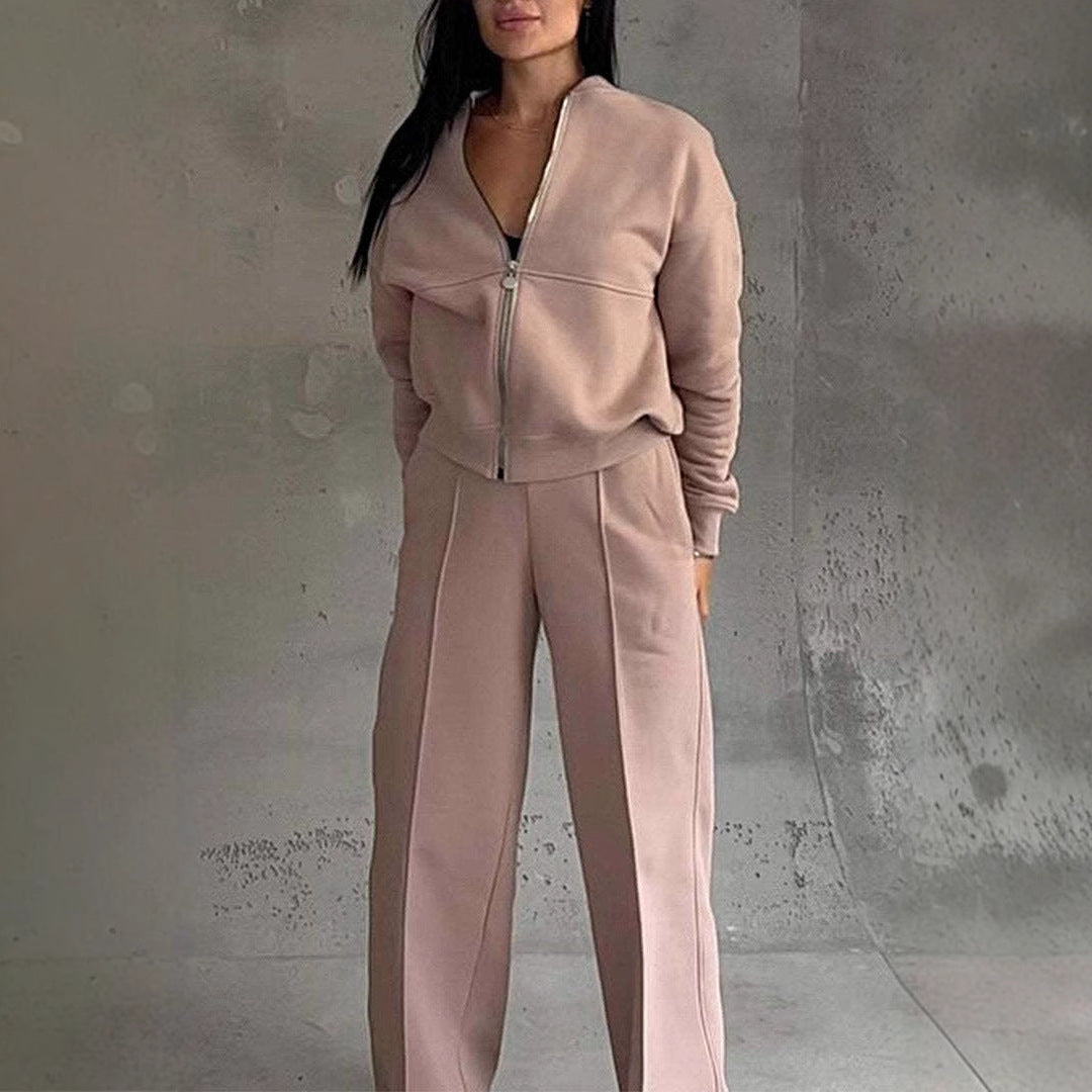 Jacket And Wide Leg Pants Set