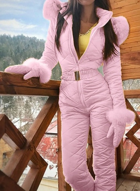 Hooded ski suit
