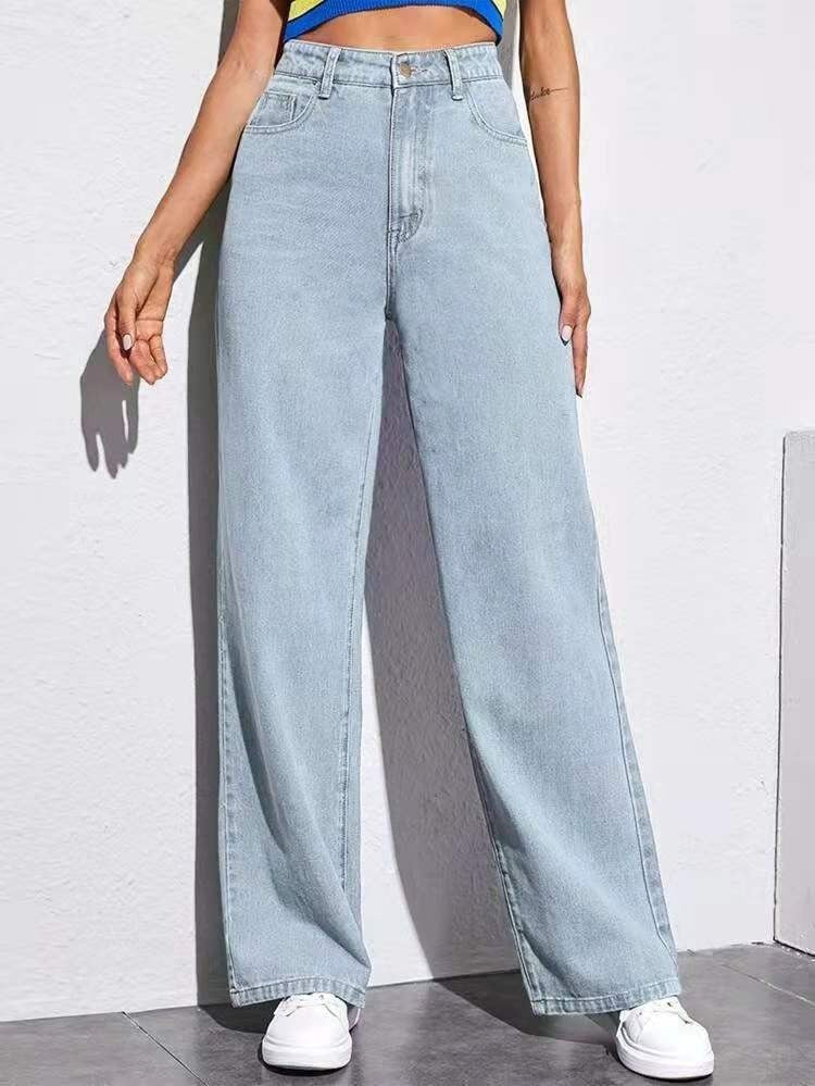 Mid-rise straight jeans