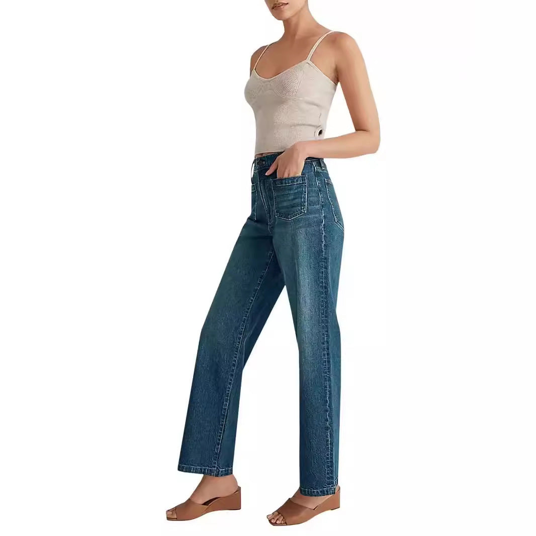 Wide-leg jeans with square pocket