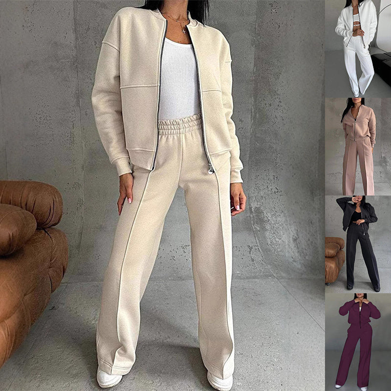 Jacket And Wide Leg Pants Set