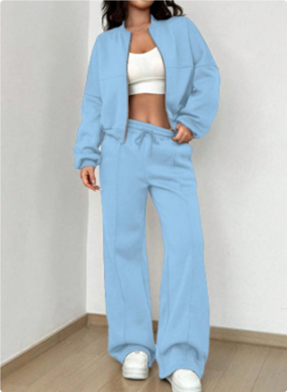 Jacket And Wide Leg Pants Set