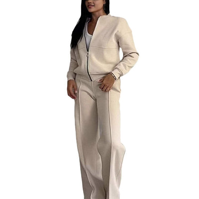 Jacket And Wide Leg Pants Set