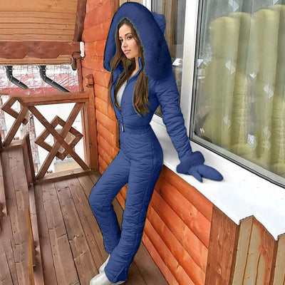 Hooded ski suit