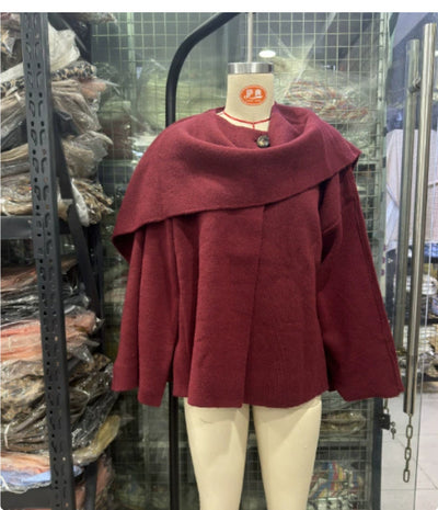 Casual and loose knit cape coat