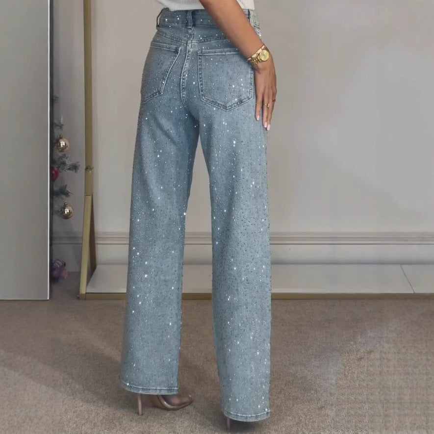 High-waisted straight-leg pants