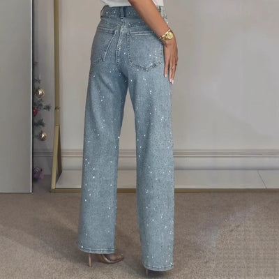 High-waisted straight-leg pants