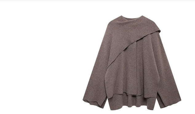 Casual and loose knit cape coat