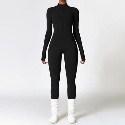 Long-sleeved jumpsuit with zipper