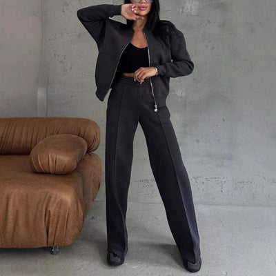 Jacket And Wide Leg Pants Set