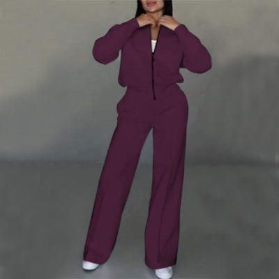 Jacket And Wide Leg Pants Set