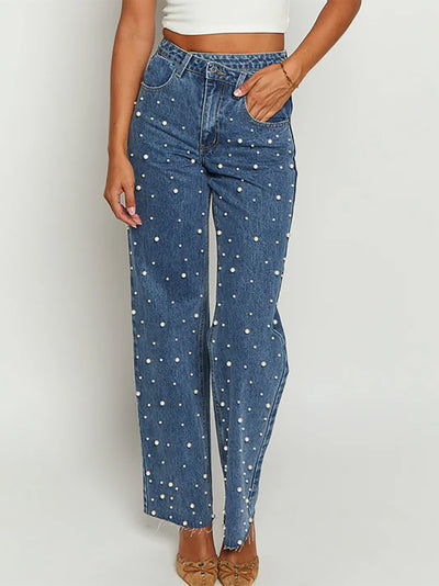 Straight jeans with pearls
