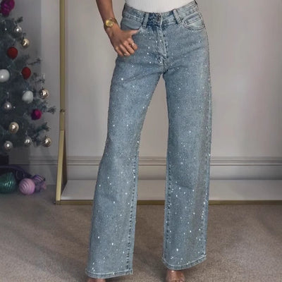 High-waisted straight-leg pants