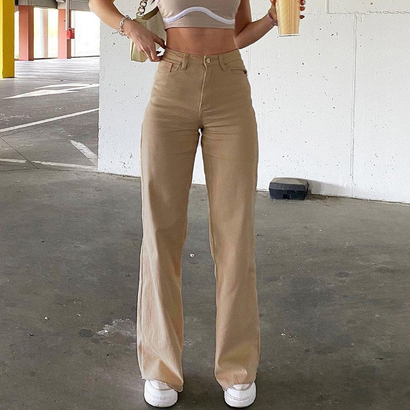 Mid-rise straight jeans