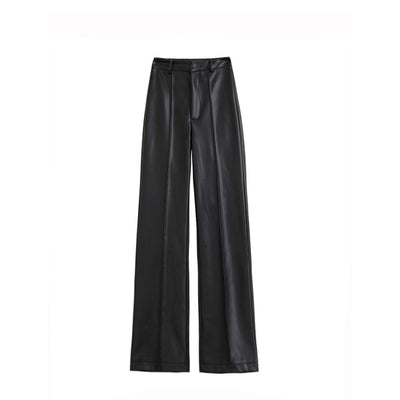 Straight-waist wide-leg pants