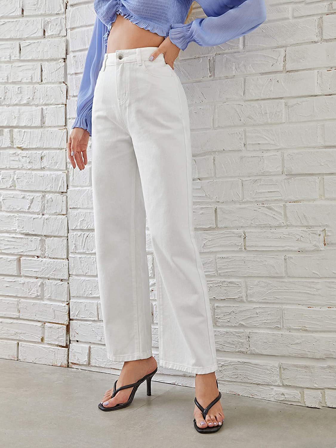 Mid-rise straight jeans