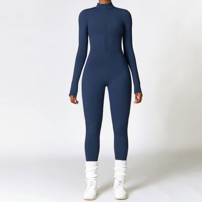 Long-sleeved jumpsuit with zipper