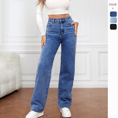 Mid-rise straight jeans