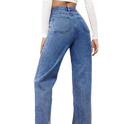 Mid-rise straight jeans