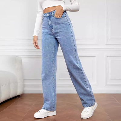 Mid-rise straight jeans