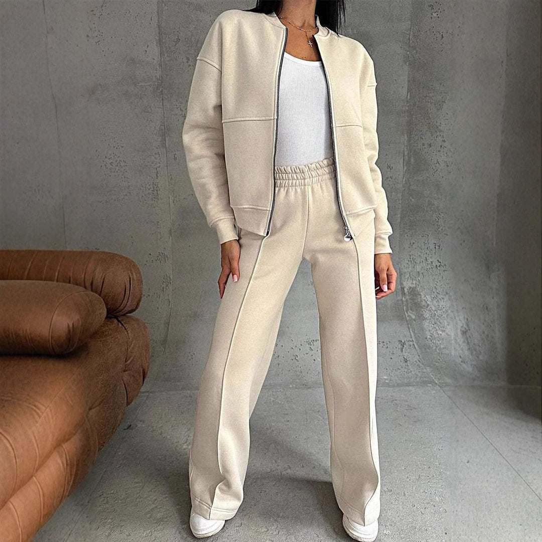 Jacket And Wide Leg Pants Set