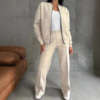 Jacket And Wide Leg Pants Set