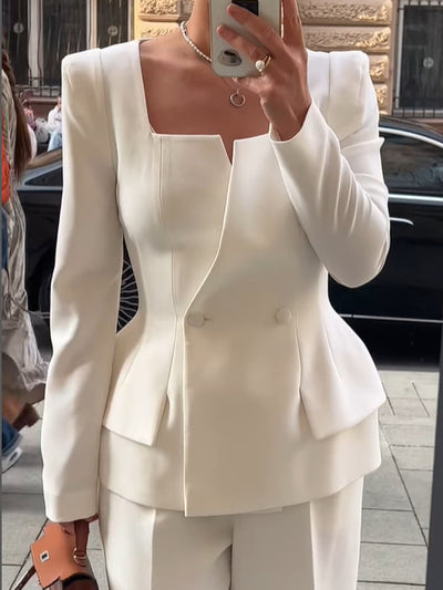 Two-button square-neck blazer