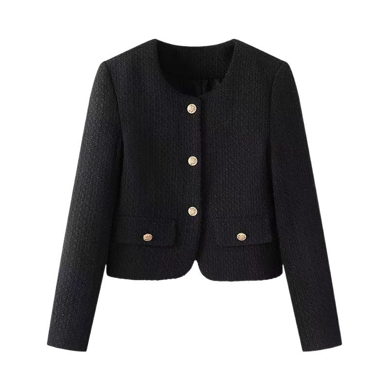 French-style round-neck coat