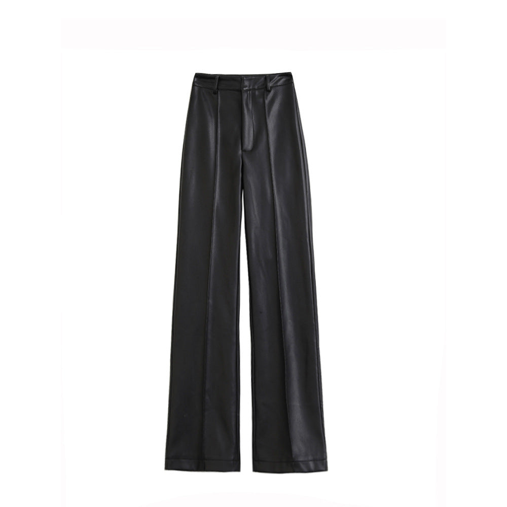 Straight-waist wide-leg pants