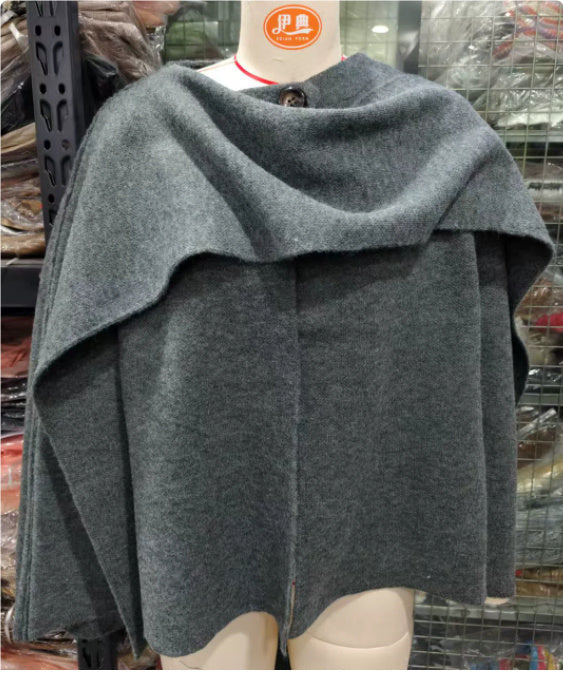 Casual and loose knit cape coat