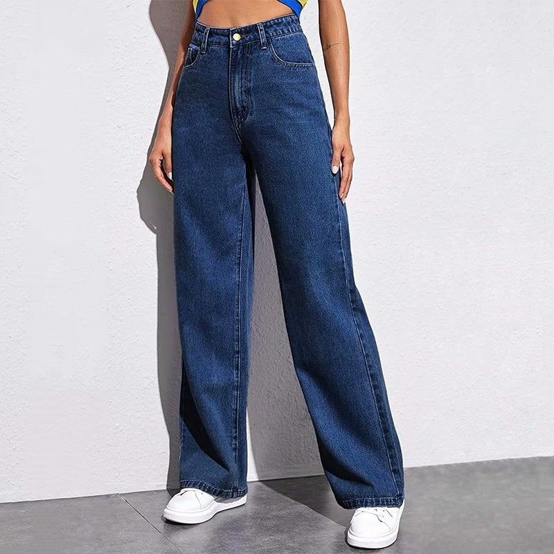 Mid-rise straight jeans