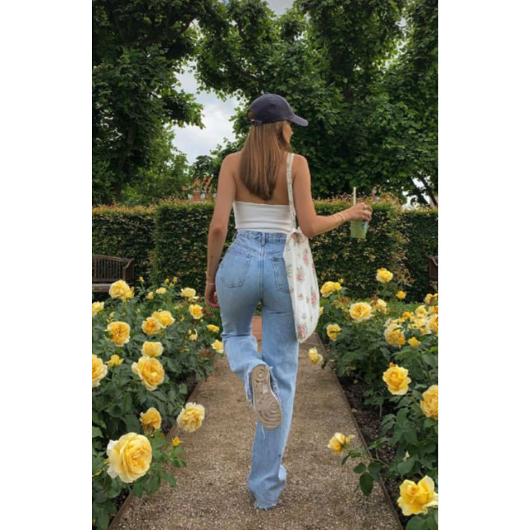 High-waisted wide-leg jeans