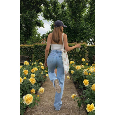 High-waisted wide-leg jeans