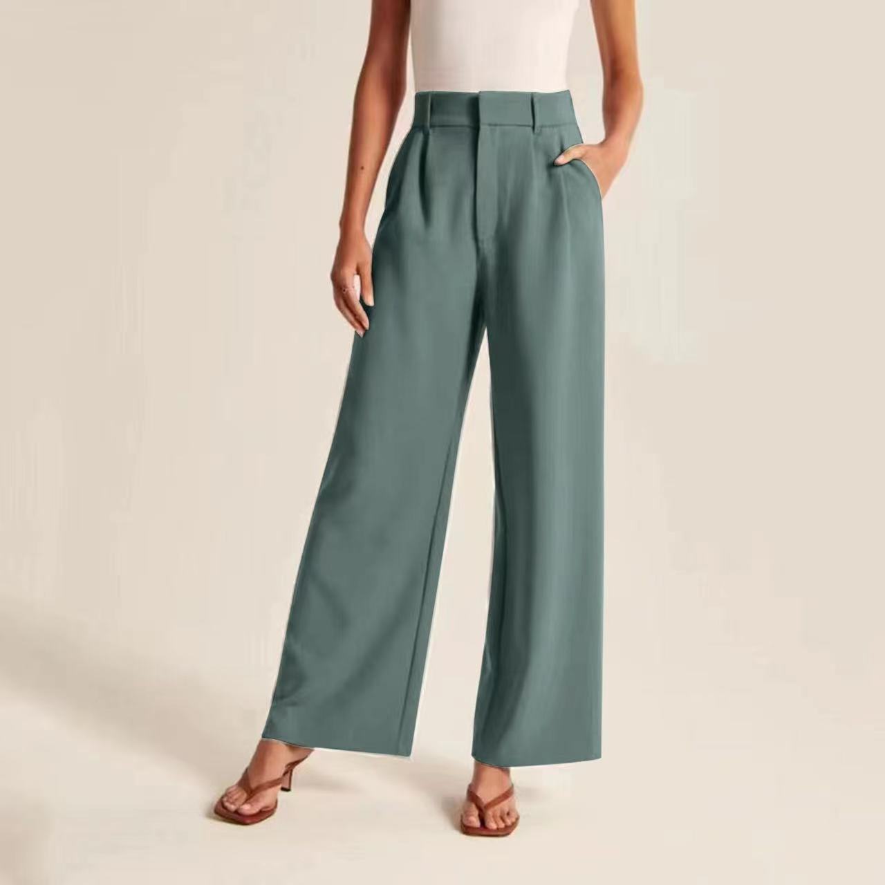 High-waisted wide-legged pants