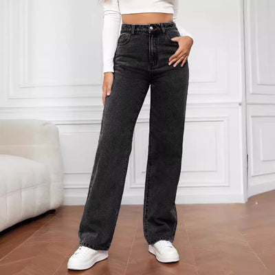 Mid-rise straight jeans