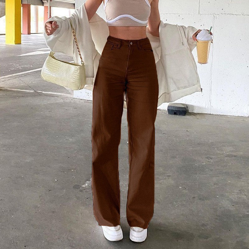 Mid-rise straight jeans